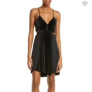 A.L.C. NWT Ari Pleated Satin Mini Dress in Black